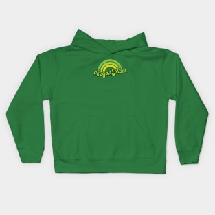 Vegan Mom Retro Rainbow Green Kids Hoodie